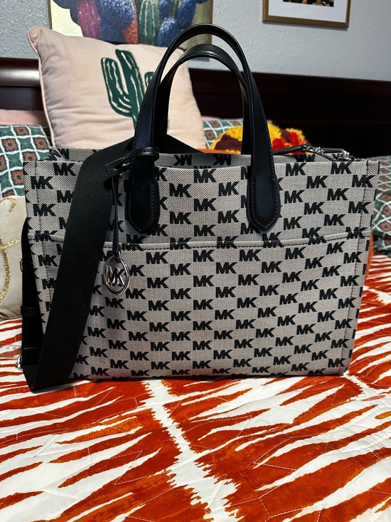 Michael Kors Handbags - Michael Kors Black and Gray Logo Tote with Shoulder Strap